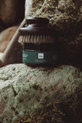 Mullum Minerals MgCl2 Exfoliant 250ml with natural dry body brush for magnesium skin renewal and lymphatic drainage